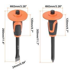HARFINGTON 1Set Masonry Chisel 11.5" Flat Pointed Head with Hand Guard Protection Flat Chisel Rock Concrete Mortar Stone Chisel for Stone Brick Breaking Carving Demolishing Splitting