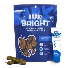 Bark Bright Durable Dental Kit - Dog Tooth Brushing Treatment with 15 Teeth Cleaning Chew Sticks & Toothpaste - Plaque & Tartar Remover for Cleaner Teeth & Fresh Breath - Small Breeds