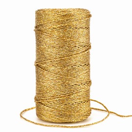 G2PLUS 100M Decorative Metallic String - 1.5mm Gold Twine String - Sparkle Bakers Thread Twine- Jewelry Thread Cord for DIY Crafts Gift Wrapping & Wedding Favors