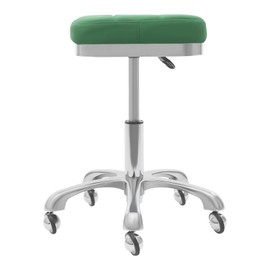 QUEMARQUE Adjustable Stool with Wheels, 32In Square Swivel Stool with 17-23In Adjustable Height, Leather Rolling Stool High Resilience Cushion for Spa Salon Massage - 330Lbs Capacity (Green)