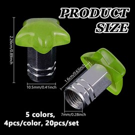 NBEADS 20 Pcs Valve Caps, Resin Star Shape Tire Valve Stem Caps Alloy Decorative Valve Stem Caps Covers for Cars Bicycles Trucks and Motorcycles