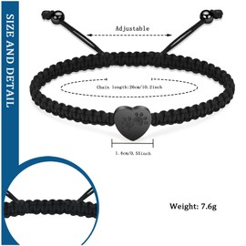 constantlife Heart Cremation Urn Bracelet for Ashes - Stainless Steel Paw Print Pendant Keepsake Jewelry Adjustable Braided Wristband Bangle Pet Dog Cat Memorial Gift for Women (Black)