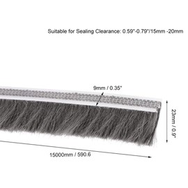 MACHSWON Brush Weather Stripping, 15M / 49.21Ft, Card-Slot Seal Strip Pile Weatherstrip Door Sweep Brush for Door Window Wardrobe (9 x 23mm, Grey)