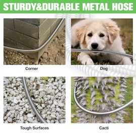 TVKB Garden Hose 100ft Stainless Steel Water Hose Super Tough Flexible Water Pipe with Brass Fittings and Sprayer Nozzle, No Kink, Rust Proof