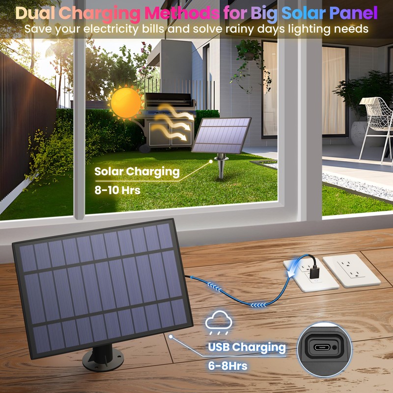 Larkvue 100FT(2x50FT) RGB Solar Outdoor String Lights with Remote, Multicolor&Warm