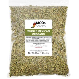 1lb Dried Mexican Oregano Food Service Size. Perfect for Taco Seasoning Tamales, Meats, Enchiladas, Cheese, Salads. Rich Flavor Spices for Mexican Recipes by 1400s Spices