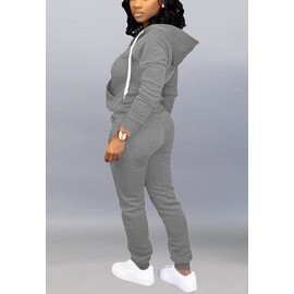 Mrskoala Two Piece Outfits for Women Tracksuit Sweat Suits Workout Jogging Sets Loungewear with Pocket Gray S