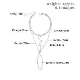 TseenYi Ring Bracelet, Wrist, Finger Bracelet, Boho Slave Bracelet, Hand Chain, Alloy Handpiece, Jewellery for Women and Girls, 7.8 Inches, Silver, Silver