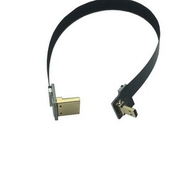 Rosebe 90 Degree Down Angled FPV Micro HDMI Male to 90 Degree Up Angled HDMI Male Flat Cable for FPV Multicopter HDTV Aerial Photography (20CM)