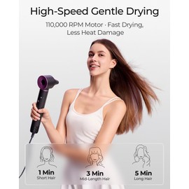 Funflow 5 in 1 Hair Styler – High-Speed 110,000 RPM Hair Dryer Brush with Auto Curling, Straightening & Volumizing Brushes for Quick, Frizz-Free Styling & No Heat Damage, Convenient Hair Styling Tools