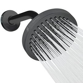 SparkPod Cabezal de ducha de lluvia de 6 pulgadas con brazo de ducha de 6 pulgadas – Lluvia de alta presión – Aspecto moderno de lujo – Instalación sin herramientas sin complicaciones en 1 minuto (Gris Carbón)