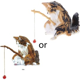 Zhuluck Fish Landscaping Fishing Cat Ornaments Mini Resin Figurine Cartoon Cat Statue for Home Office Fishing Aquarium Decor Cat Figurine Aquarium Decoration