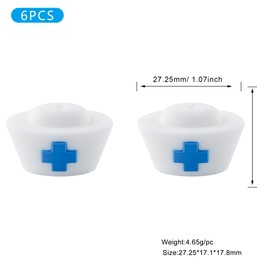 HHCFAST 6Pcs 3D Nurse Hats Silicone Beads for Pens Silicone Focal Beads for Keychain Making Necklace and Bracelets Craft（Blue）
