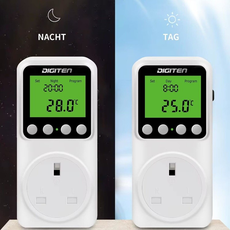 Digital Day-Night Thermostat, 15A Day-Night Temperature Controller, Support Heating/Cooling Mode,
