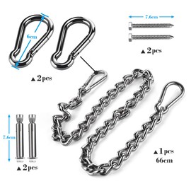 ABSOFINE Ceiling Hook 450 kg Capacity 360° Rotating Premium Stainless Steel Swing Hook Suspension Hook with Extension Chain Two Carabiner for Hanging Chair Concrete Wood Playground Porch Seat Trapeze