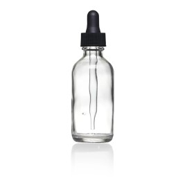 Aroma Vials 12 Pcs 2 oz [60ml] CLEAR Boston Round Glass Bottles with Standard Dropper