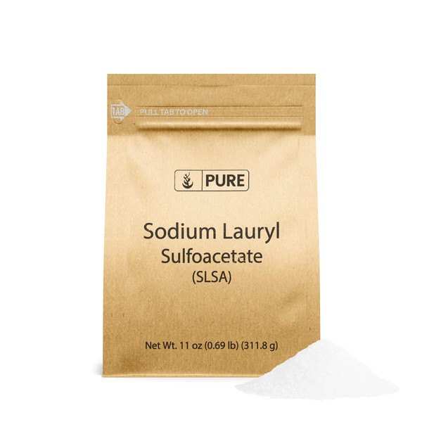 Pure Organic Ingredients Sodium Lauryl Sulfoacetate, 11 oz, Eco-Friendly Packaging, An Ideal Bath Bomb Additive, Gentle on Skin, Surfactant, Latherer
