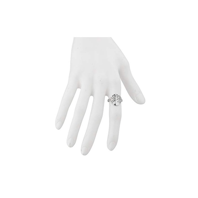 LUX ACCESSORIES Silver Tone Round Circle Tree of Life Shaped