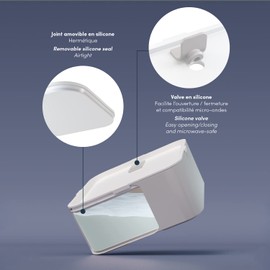 Monbento - Large Bento Box MB Square Cotton with Compartments Made in France - Leak-proof Lunch Box Perfect for Office/Meal Prep/School - BPA Free - Food Safe - Grey