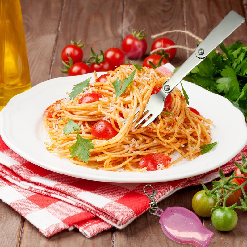 2PCS Folding Fork And Spoon Set With Case Portable Folding
