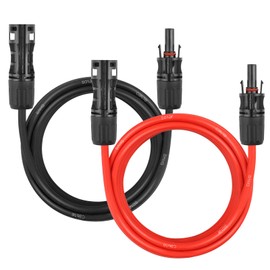 Solar Panel Extension Cable - 8AWG 5FT Solar Wire Cord 8 Gauge PV Wire with Female & Male Waterproof Connector for RV, Photovoltaic Systems, Home, Boat, Solar Panels, Car(5ft Red + 5ft Black)