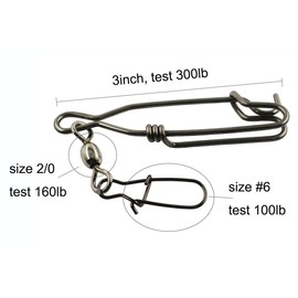 JSHANMEI Long Line Fishing Tuna Clips Stainless Steel Clip Branch Hangers with Crane Swivel Duo Lock Snaps (4pcs)