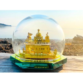 [Medium] Golden Temple 24K Gold Plated Model Miniature Round 25cm Size Sri Harmandir Sahib Idol Sikh Temple in Amritsar for Home Decor Car Decor Diwali Gift Punjabi New House Gift