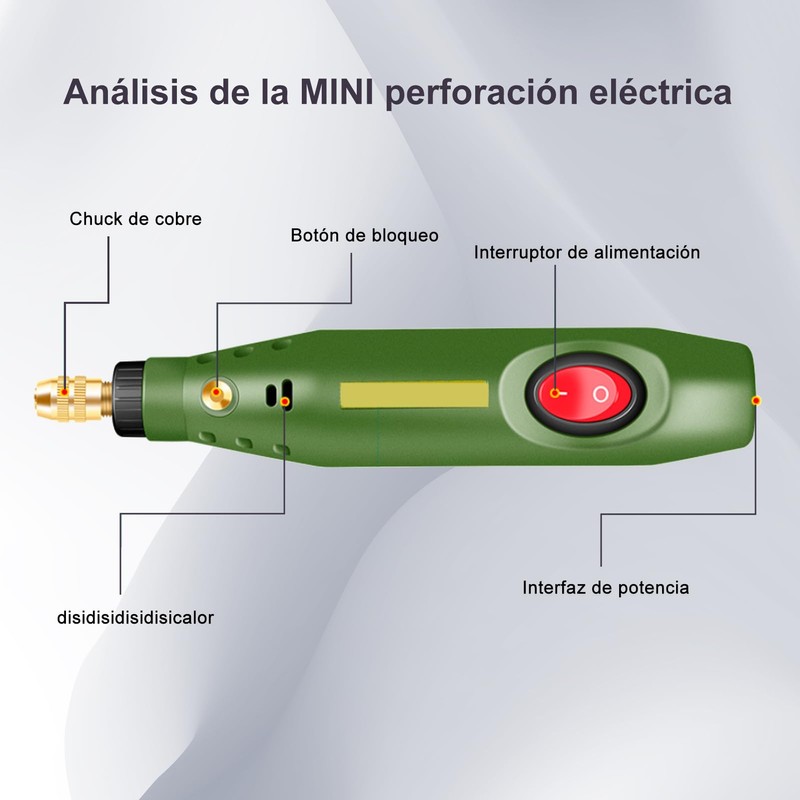 Mini Taladro Eléctrico, Amoladora, Grabador, Herramienta de Tallado Giratorio, Kit