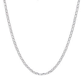 Yeidid International Sterling Silver Flat Mariner Link Chain Necklace 2mm Nickel Free Italy, (Sizes 16", 18", 20", 22", 24",30") (16)