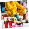 SUPVOX Knitting Doll Making Kit 4 Pcs Wooden Puppets 12