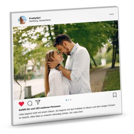 GRAVURZEILE Your Post as Social Glass with Photo and Desired Text - Photo Gift - Gift for Men & Women - Valentine's Day Gift Idea for Him and Her - Social Media Meets Acrylic Glass Decoration