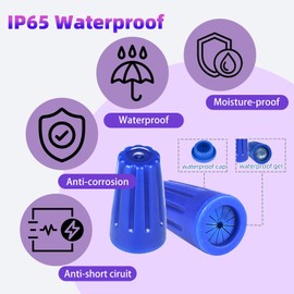 VILHTL 22AWG-12AWG Waterproof Wire Electrical Connectors Outdoor Seal Electrical Twist Nuts Caps Cable Terminal Connector for Landscape Light Irrigation Valves Wet Location Installation（Blue，30 Pcs）