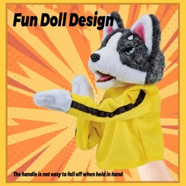 1PC Generic Kung Fu Animal Husky Gloves, Children's Game Plush Toy,  Oundable Boxing Dog Hand Puppet With Sounds and ActionColor: Yellow