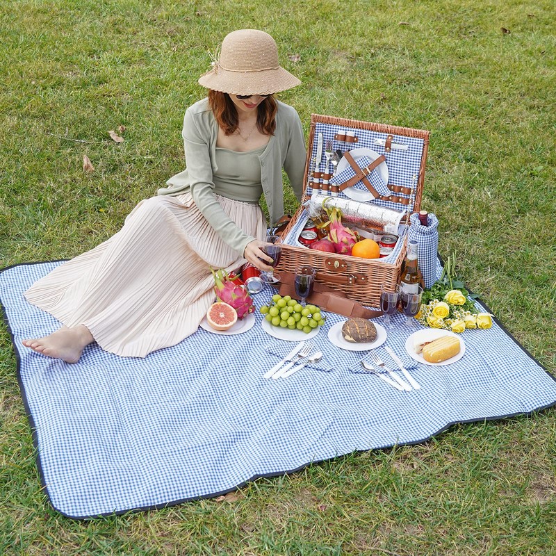 Picnic Basket for 2, Insulated Willow Picnic Baskets with Shoulder