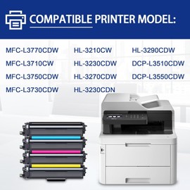 TN227 High Yield Toner Cartridge 4 Pack Replacement for Brother 227 TN-227 TN223 Toner for MFC-L3770CDW MFC-L3710CW MFC-L3750CDW HL-3210CW HL-3230CDW Printer Toner, TN-227BK/C/M/Y