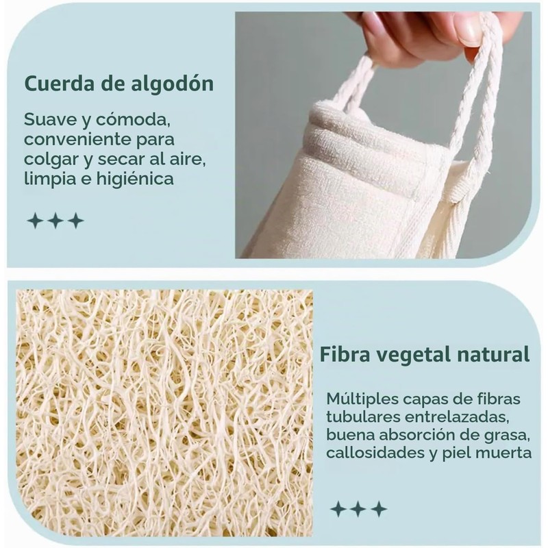 Estropajo de lufa natural Cottegy CT104 para ducha y exfoliación