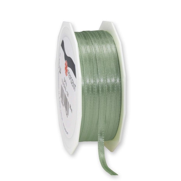 PRÄSENT C.E. Pattberg Satin Antique Green 50 m Satin Ribbon for Gift Wrapping, 3 mm Width, Gift Ribbon for Decorating & Crafts, Decorative Ribbon, Occasion