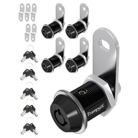 Trampgik RV Storage Locks, 7/8” Camper Compartment Storage Door Locks with Keys, for RV Camper Travel Trailer,Drawer Cabinet Toolcart Storage, 7/8 Inch 5 Locks with 10 Keyed Alike, Black