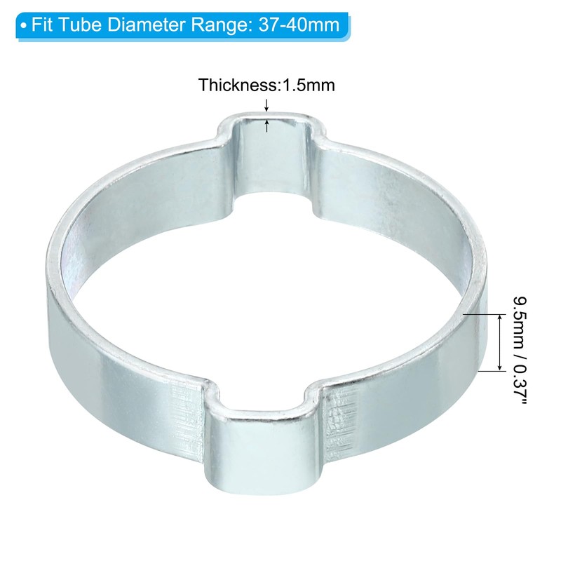 PATIKIL 10 Pack 37-40mm Double Ear Hose Clamp, Galvanized Steel
