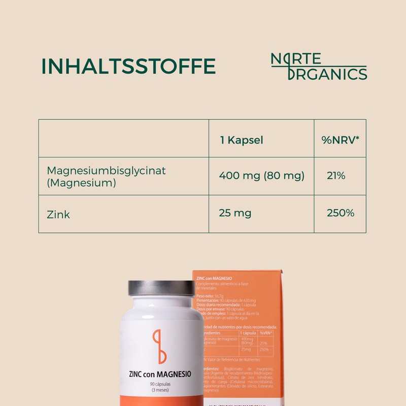 Norte Organics - Zinc with Magnesium, Supplement | Magnesium Bisglycinate