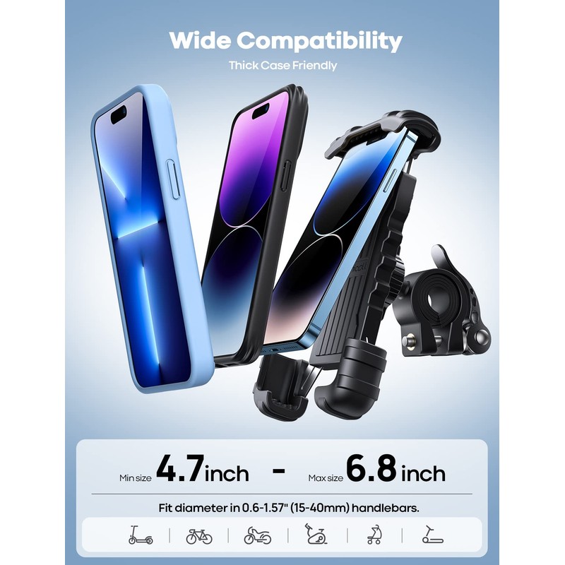 Lamicall Bike Phone Holder, Motorcycle Mount - Motorcycle Phone Holder,