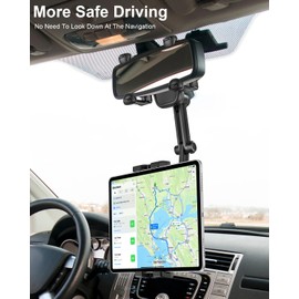 woleyi Soporte Tablet Espejo Retrovisor para Coche/Camión [Giratorio y Retráctil] Porta Móvil Carro Retrovisor 4 Esquinas Mejoradas para Pro Air Mini, Phone, Galaxy Tab, Dispositivos de 4.7-13 Pulgada