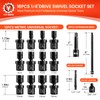 BLACKROBOT 1/4" Drive Universal Impact Socket Set, 16-Pieces Swivel Socket