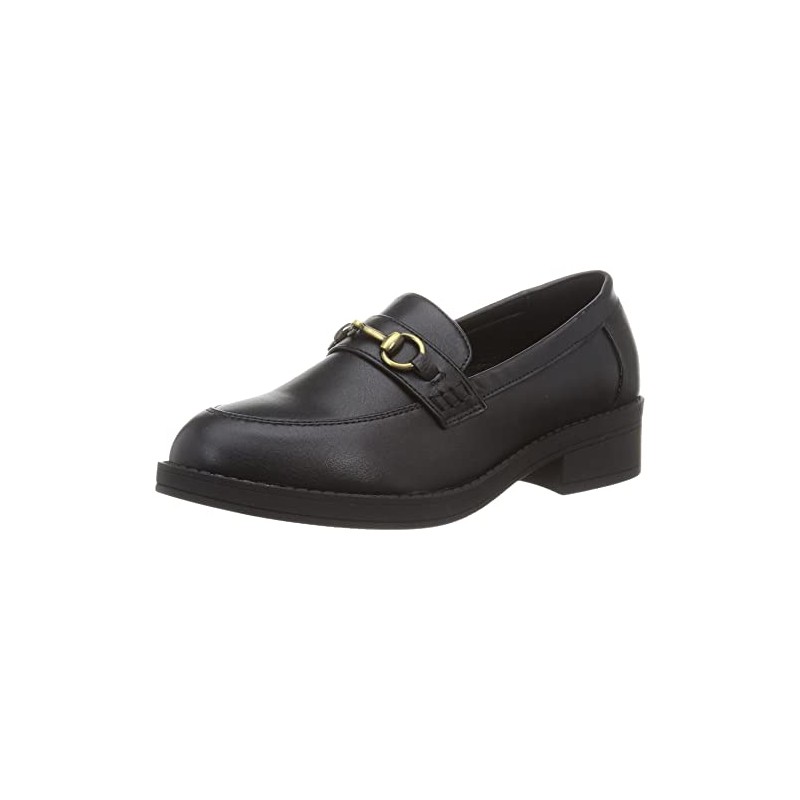 San-A-Plus Feminine 3572 Women's Manish Bit Loafer, all black