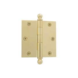 Nostalgic Warehouse 728348 3.5" Ball Tip Residential Square Corners Door Hinge, Polished Brass, 1 Count (Pack of 1)