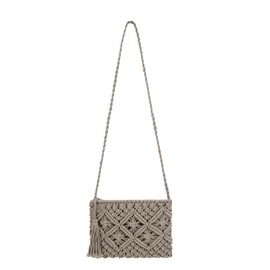 Youjaree Women Crochet Shoulder Bag Handmade Woven Beach Crossbody Handbag Satchel Purse with Tassel for Summer (A-Grey)