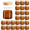 24 Pack 2 oz Amber Glass cosmetic Jars with Woodgrain
