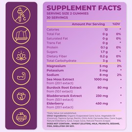 TrueSeaMoss Sea Moss Gummies with Elderberry, Burdock Root and Bladderwrack for Kids and Adults 60pcs