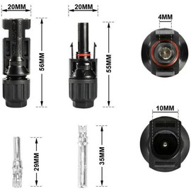 GTIWUNG Solar Panel Plug 20 Pairs Solar Plug Male Female Solar Panel Cable Connector Photovoltaic Connector IP67 with 4 x Wrench