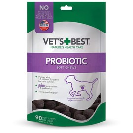 Vet's Best Probiotic Soft Chews for Dogs – Daily Digestive Support Supplement with Prebiotics for Gut Health – Natural Dog Chews for Healthy Digestion and Immunity – 90 Count